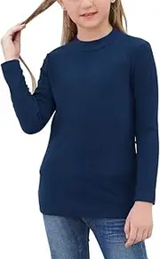 [GORLYA] Girl's Long Sleeve Soft Knit Mock Turtleneck Slim Fit Pullover Sweater Top for 4-14T Kids