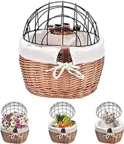 Cat Wicker Bikee Basket, Cat Basket Woven, Pet Bikee Carrier Basket, Front Wicker Bikee Basket, Detachable Bikee Dog Carrier Bikee Pet Carrier Basket Dog Carrier for Bikee Riding