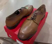 $880 Mens Salvatore Ferragamo Leather Derby Dress Shoes Vicuna Brown US 10