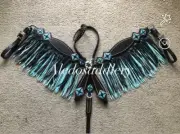Western D Brown Leather Set of Headstall and Breast Collar with Matching Fringes