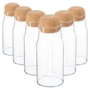 6x Glass Storage Bottles with Cork Lids Kitchen Pantry Food Canister 375ml