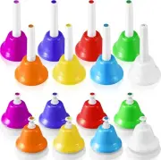 Bright 16-Note Diatonic Bell Set: 8 Hand & 8 Desk Bells for Children’s Music