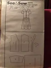Vintage Butterick See & Sew 4074 Sewing Pattern Loose Dress 12-16 NO ENVELOPE