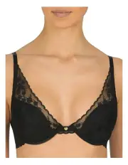 [Natori] Cherry Blossom Convertible-to-Racerback Lace Plunge Bra in Black