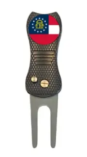 Georgia State Flag Golf Ball Marker + Premium Switchblade Divot Tool