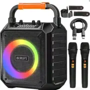 Karaoke Machine with 2 Wireless Microphones,Portable Bluetooth 5.0 Speaker Light