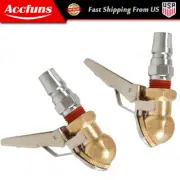 2Pc Air Tyre Chuck Ball Tire with Valve Stem Lock On Clip Inflator Steel Fitting