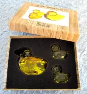 Oleg Cassini Yellow Duck Set (3 Duckies) Diamond Cut Glass NIB