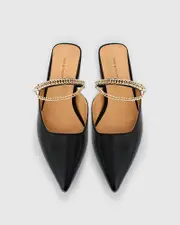 [Belle & Bloom] On The Go Leather Flat - Black