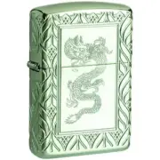 Zippo Windproof Lighter Armor Elegant Dragon High Polish Green Refillable 49054