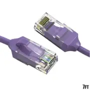 7FT CAT6 RJ45 Slim Ethernet LAN Network Patch Cable UTP Copper Wire 28AWG Purple