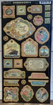 NEW Graphic 45 **COME AWAY WITH ME** Chipboard #2 Scrapbooking TRAVEL VINTAGE