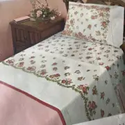 NOS Vtg Lady Pepperell ROSE DUET Double Bed Flat Sheet And 2 Pillowcases