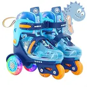 METROLLER Adjustable Kids Balance Roller Skates for Toddler Ages 3-6 Rainbow Unicorn Illuminating Rollerskates for Girls Ages 5-8 Three-Point Type Suitable for Beginners Children