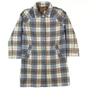 United Colors of Benetton Wool Blend Tartan Blue Coat Women's Size UK 12