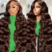 13x6 Chocolate Brown Lace Front Wig 250 Density HD Lace Front Wigs Human Hair...