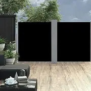 Patio Side Awning, Balcony Privacy Screen Garden Terrace Side Blind Outdoor Privacy Divider Retractable Side Awning Black 140x600 cm
