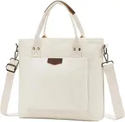 Tote Bag for Women,RAVUO Canvas Crossbody Shoulder Bag Multi-Pocket Handbag with Compartments for Work Travel