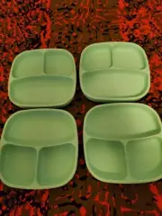 4 BPA FREE LFGB PLATINUM SILICONE HEAVY DUTY CHILD/TODDLER 3 COMPARTMENT PLATES