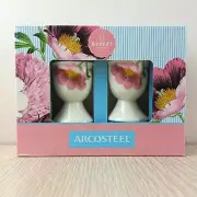 Egg Cup Gift Pack Arcosteel Bouquet Breakfast for 2 Matching Egg Cups & Spoon