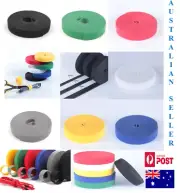 Hook & Loop Back to Back Tape Strap Roll Black White Blue Red Grey Green Yellow