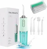 Water Flosser Professional Cordless Electric Tooth Flusher Water Cleaner, 220ml Water Tank Waterproof and Whole Body Washing 3 Operating Mode Small Portable(Green)