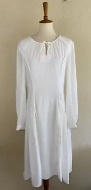 Zac Posen Womens Solid Crepe Long Sleeve Dress White Size 12