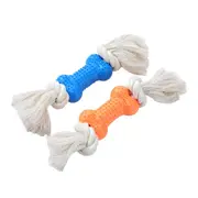 24 x TPR RUBBER BONE w/ KNOTTED ROPE PETS TOYS Interactive Dogs Tugging Fun Chew Bone Toy Throwing Tugging Interactive Chew Toy