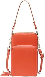 [SKUZA] Wallet,Card Bag,Women Casual Stylish Large-Capacity Diagonal Package Cell Phone Wallet Big Card Holders Wallet Clutch Shoulder Straps Bag (Gray) (Color : Orange)