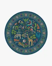 245' Round | Machine Washable Runner Rug | Kid & Pet Friendly | Indoor Rug | Iris Apfel Jingle Jungle Royal Blue Tufted Rug | Ruggable