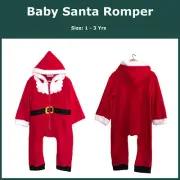 Xirubaby Baby Santa Clause Costume Romper Pramsuit One-piece Hooded Suit