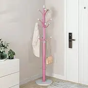 IMPREC Storage Hanger, Freestanding Modern Vertical Coat Hanger Multi-Hook Design Large Hanging Space Not Only Beautiful But Also More Practical (Color : Pink)