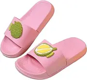 [YUYUBAOER] Unisex Kids Durian Slippers, Pool Beach Couple Slide Bathroom Sandals for Boys and Girls, Anti-Slip Flip Flops House Shoes Pink-150