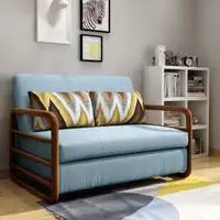在飛比找momo購物網優惠-【BODEN】凱西藍色布沙發床/雙人椅/二人座(贈抱枕)