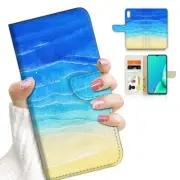 ( For Optus X Start 4 ) Wallet Flip Case Cover AJ23699 Blue Sea Beach