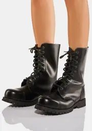 [Underground UK] Black Commando Leather Combat Boots