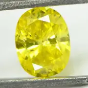 Loose Oval Shape Diamond Real Fancy Yellow Color 0.91 Carat SI2 Natural Enhanced