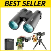 Compact 12x42 Binoculars with Phone Mount & Lightweight Tripod for Nature Lovers