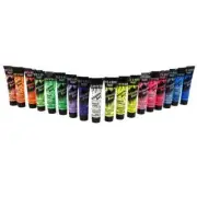 18 x 15ml UV Glow Face & Body Paint With 3 Free Blacklight