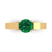 1.7ct Round Emerald Stone Promise statement Engagement Ring 14k 2 tone Real Gold