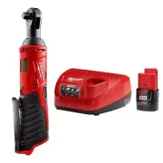 Milwaukee 3/8" Cordless Ratchet (Tool-Only) w/ M12 2.0-Ah Starter Kit Li-Ion 12V