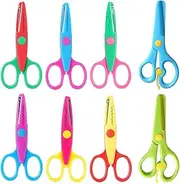 Pack of 8 Children's Scissors, Children's Round Head, Craft Scissors, Various Shapes, Ergonomic Scissors Set, for Paper Cut, Creative Notebooks, Handmade Creations