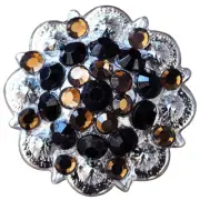12HS Set Of 32 Black & Brown Crystals Berry Concho Rhinestone Headstall Saddle