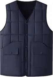 [JEShifangjiusu] Men's Lightweight Packable Insulated Puffer Vest Outerwear Warm Winter Sleeveless Jacket For Running
