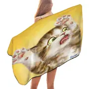 Funny Cats for Kids the Panic Attack Kitty Microfiber Beach Towel