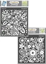 CrafTreat Butterfly Stencil for Painting on Canvas, Wallart, Bullet Journal Notebook, Home Decor and Scrapbooking - BUTTERFLY DELIGHT & BRIMMING BLOOM 2Pc - 6X6 Reusable Stencil Arts & Crafts Supplies