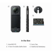 Insta360 X5 360° Waterproof 8K Action Camera Starter Bundle Starter Bundle Includes 1 x Insta360 X5, 1 x Lens Cap, 1 x Additional battery, and 1 x 114cm Invisble Selfie Stick [CAMINS5002B]