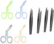 Multicolors Eyebrow Scissors Tweezers, Scissors Handle Shaped Eyebrow Straight