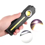 Magnetic COB Work Light With UV / Yelllow Auxiliary Light, USB Rechargeable Portable LED Flashlight 4 Lighting Modes Eme