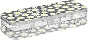 ODAWA White Daisies Black Pencil Box Boy Plastic Containers with Snap Lids 8.3" L x 3" W x 1.9" H